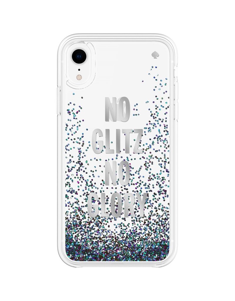KATE SPADE NEW YORK LIQUID GLITTER CASE FOR IPHONE XR - NO GLIT NO GLORY SILVER FOIL/MERMAID GLITTER/CLEAR