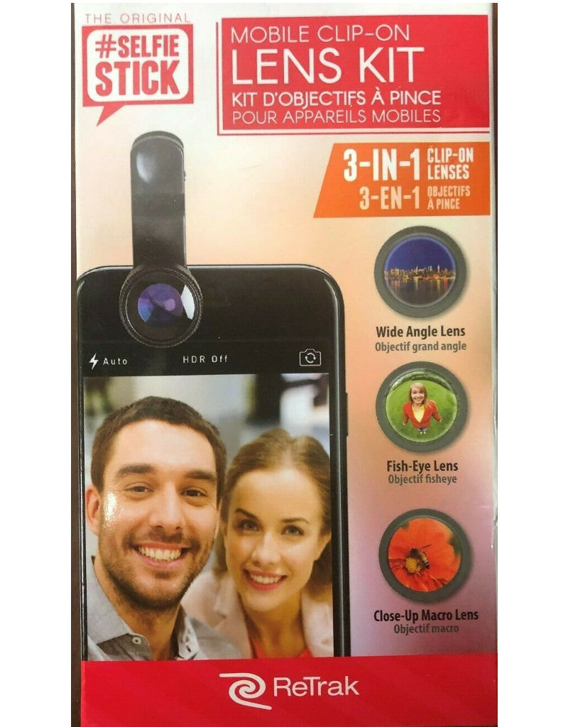 RETRAK RETRAK SELFIE STICK MOBILE CLIP-ON LENS KIT