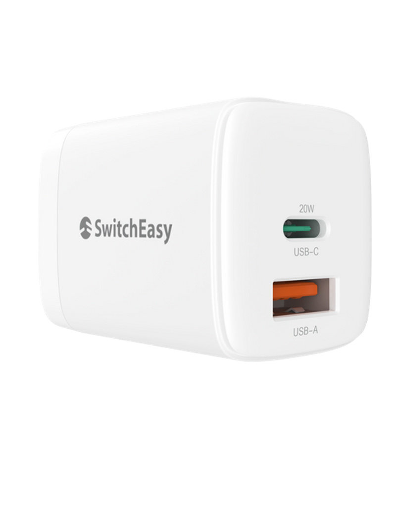 SWITCHEASY SWITCHEASY POWERBUDDY WALL CHARGER 20W DUAL PORT USB-C / USB-A WHITE