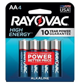 RAYOVAC HIGH ENERGY PREMIUM ALKALINE BATTERIES AA 8PK