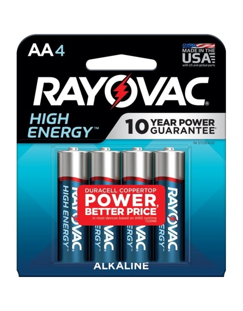 RAYOVAC HIGH ENERGY PREMIUM ALKALINE BATTERIES AA 8PK