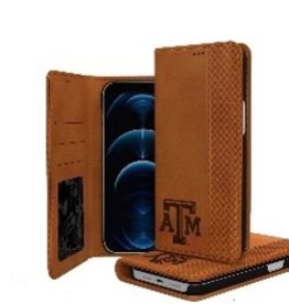 TEXAS A&M AGGIES WOODBURNED FOLIO CASE IPHONE 13 PRO