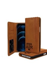 TEXAS A&M AGGIES WOODBURNED FOLIO CASE IPHONE 13 PRO MAX