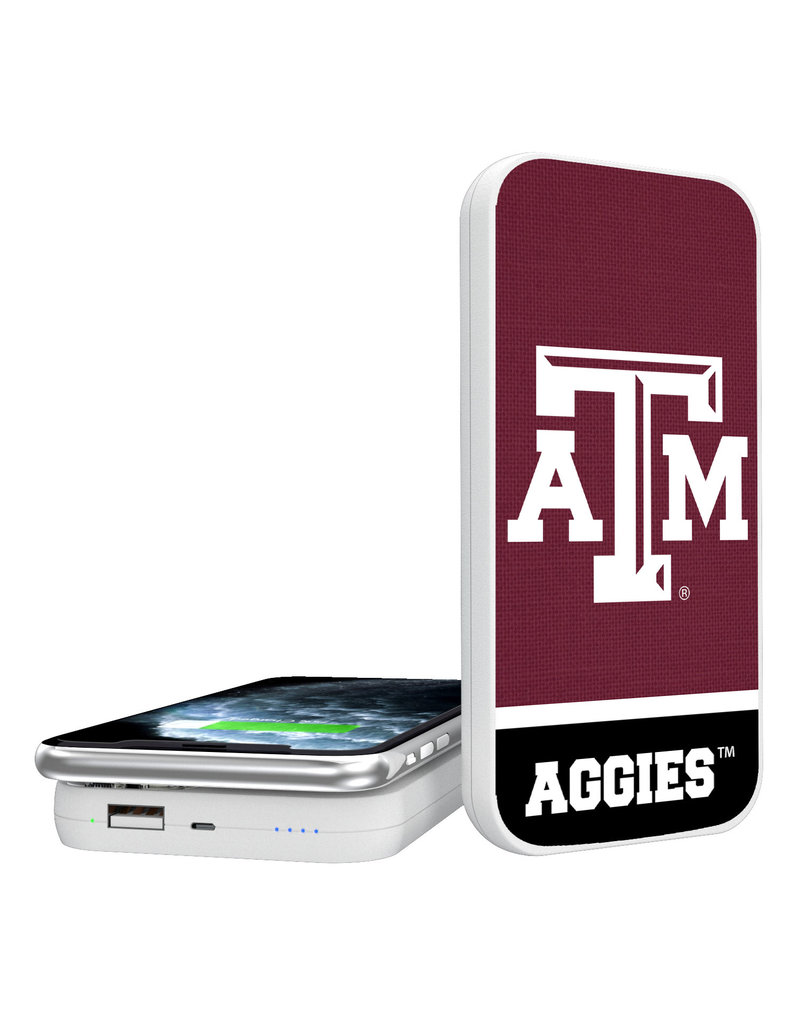 TEXAS A&M AGGIES SOLID WORDMARK 5000MAH PORTABLE WIRELESS CHARGER