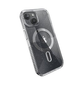 SPECK SPECK IPHONE 15 PRESIDIO LUX GRIP CLEAR / PLATINUM GLITTER/ CHROME FINISH / SERENE SILVER