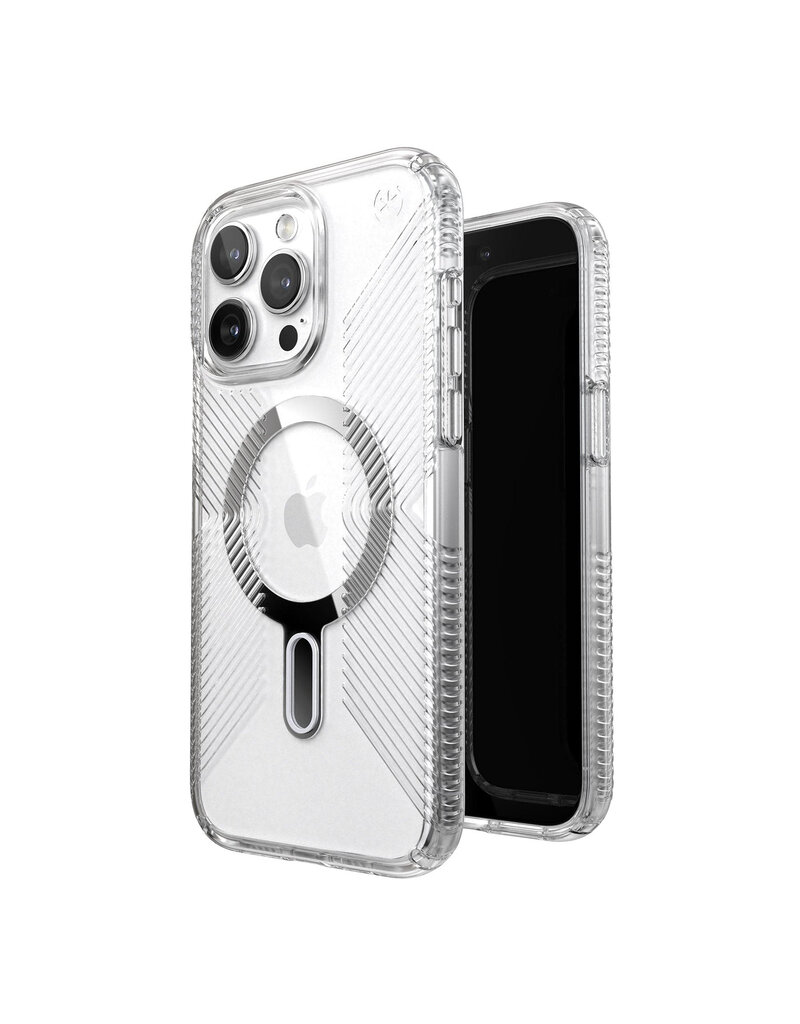 SPECK SPECK IPHONE 15 PRO MAX PRESIDIO CLR GRIP CLEAR/CLEAR/CHROME FINISH/SERENE SILVER