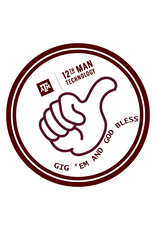 12TH MAN TECHNOLOGY EXCLUSIVE 12TH MAN TECHNOLOGY STICKER - GIG 'EM AND GOD BLESS