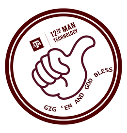 EXCLUSIVE 12TH MAN TECHNOLOGY STICKER - GIG 'EM AND GOD BLESS