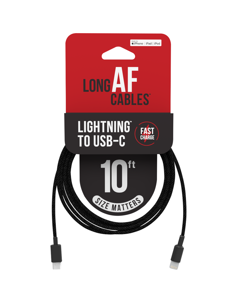LONG AF CHARGE & SYNC CABLE USB-C TO LIGHTNING 10'
