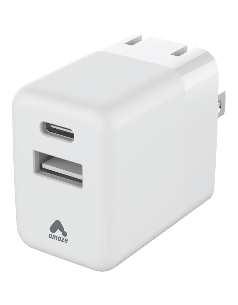 AMAZE WALL CHARGER 20W DUAL PORT USB-C / USB-A WHITE