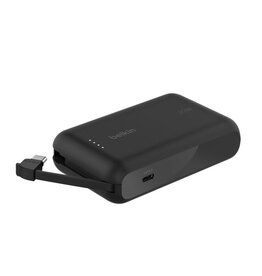 BELKIN BOOST CHARGE POWER BANK 10K WITH INTEGRATED CABLE, BLACK
