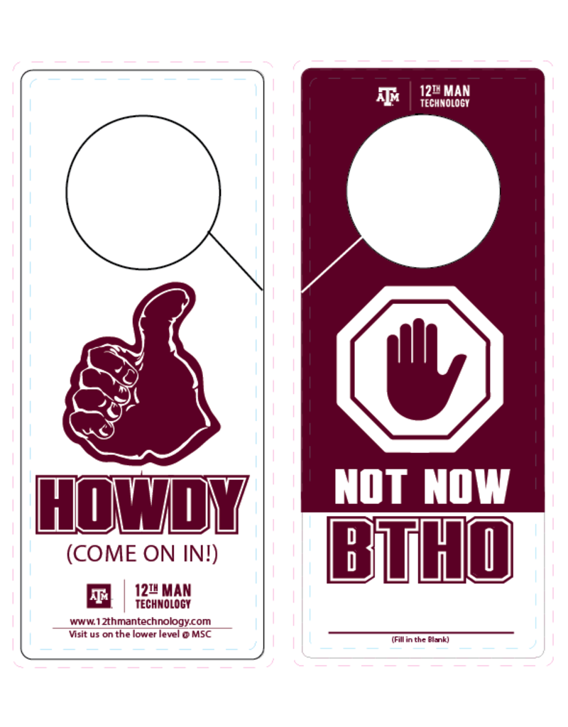 EXCLUSIVE 12TH MAN TECHNOLOGY DOOR HANGER HOWDY / STOP