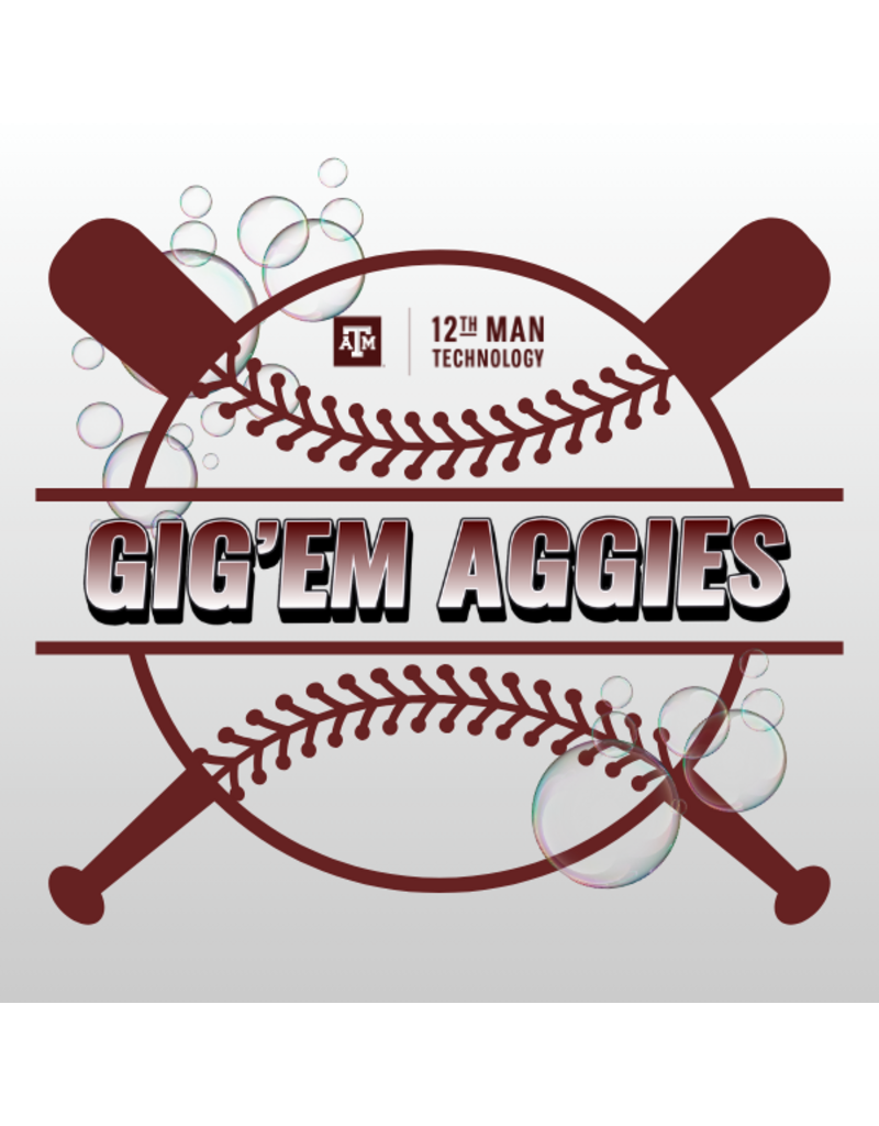 EXCLUSIVE 12TH MAN TECHNOLOGY STICKER - BASEBALL BATS AND BALLS GIG'EM
