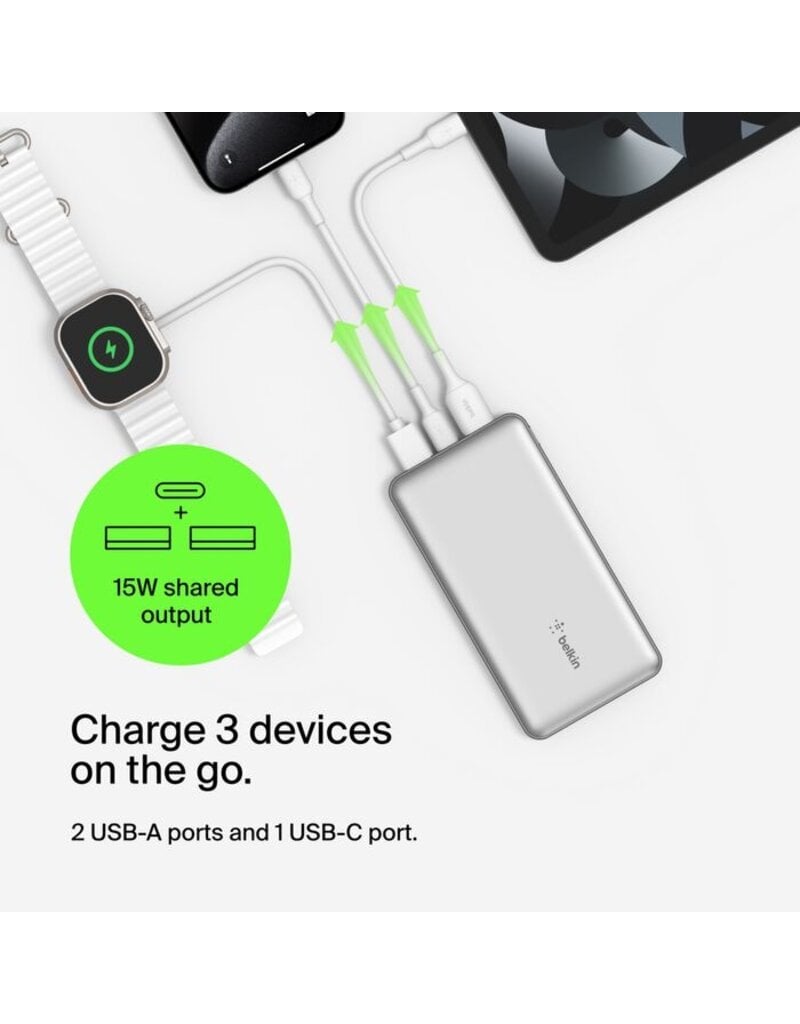 BELKIN BOOST CHARGE POWER BANK 10K, SILVER