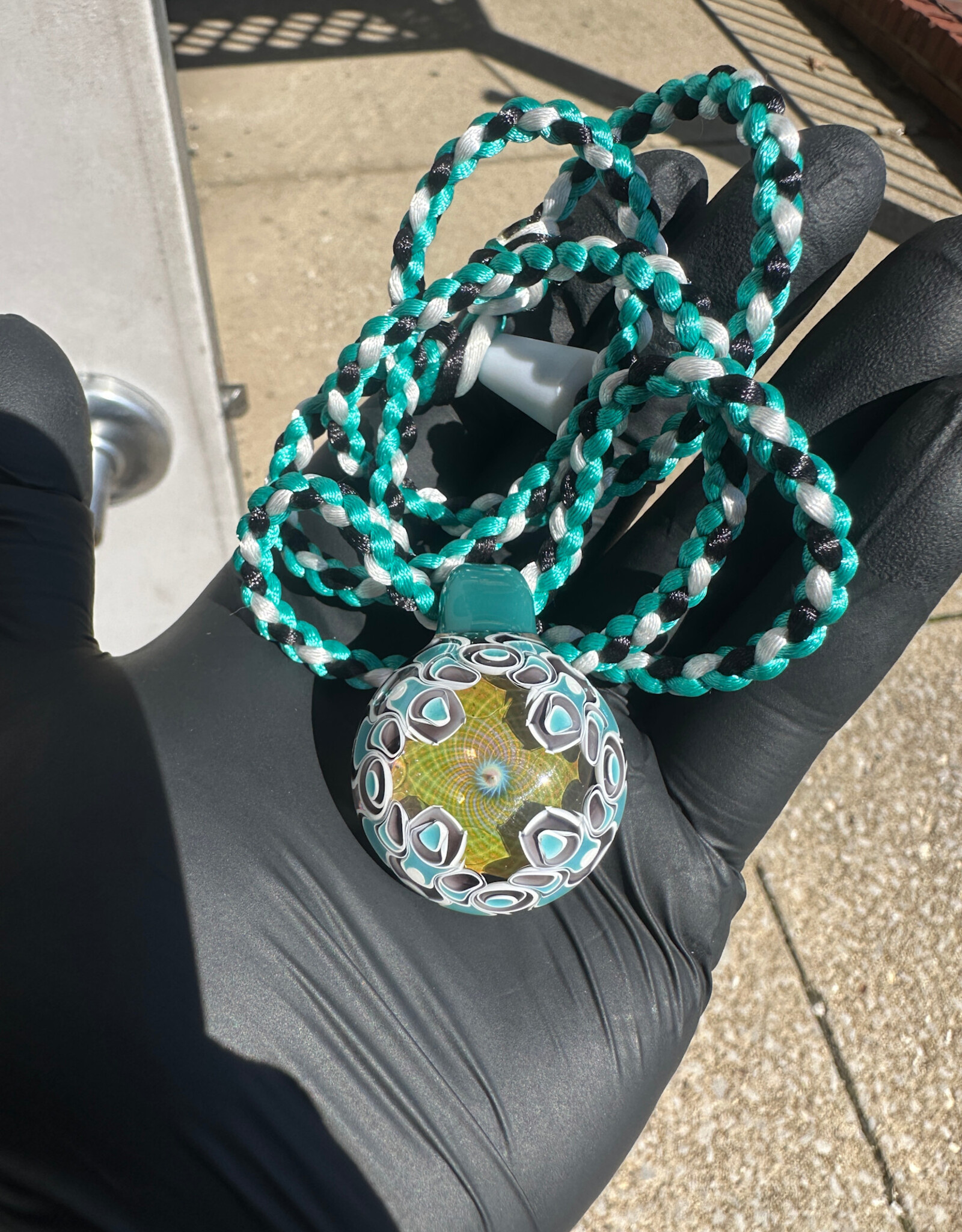 Altier Glass Altier Glass Dotstack w/ Fume Aquamarine and matching Twizzle