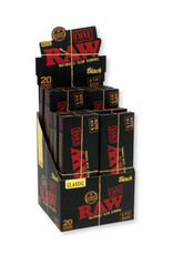 Raw 1 1/4 Cones Black 20 Pack