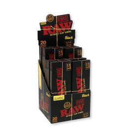 Raw 1 1/4 Cones Black 20 Pack