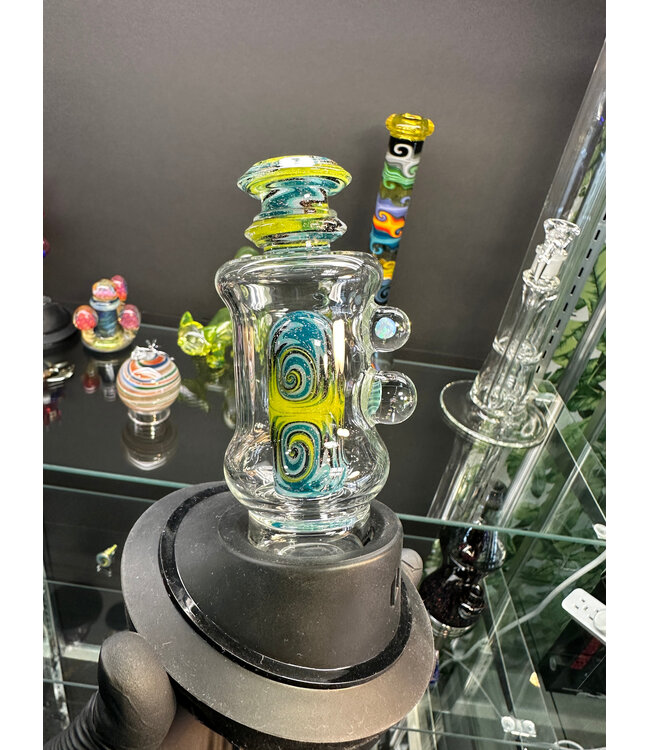Moonboot Glass Dichro Linework Puffco Top w/ Joystick Cap
