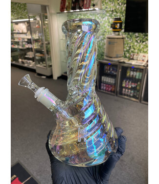 9" Twisted Iridescent Beaker