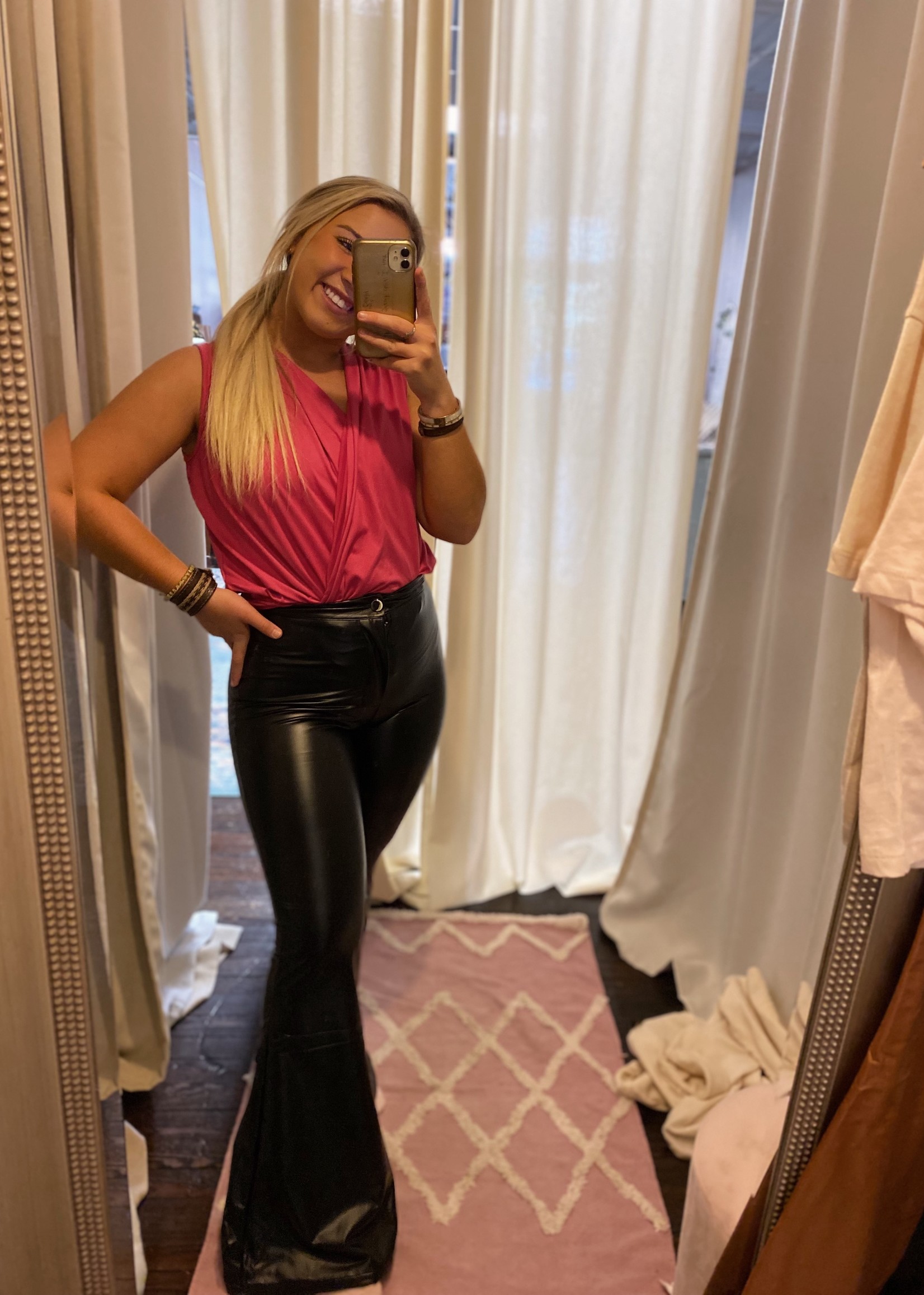 style up Faux Leather Flare Pants