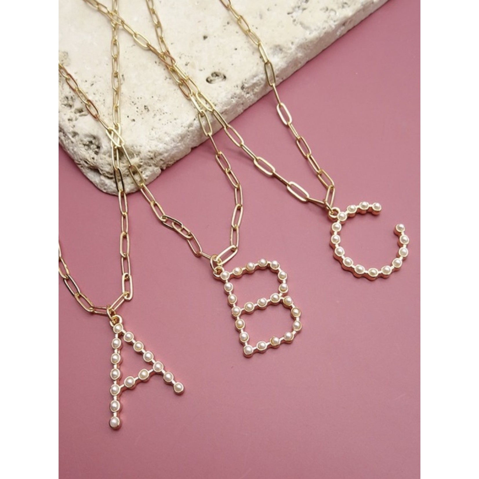 WALL TO WALL Pearl Initial Necklace