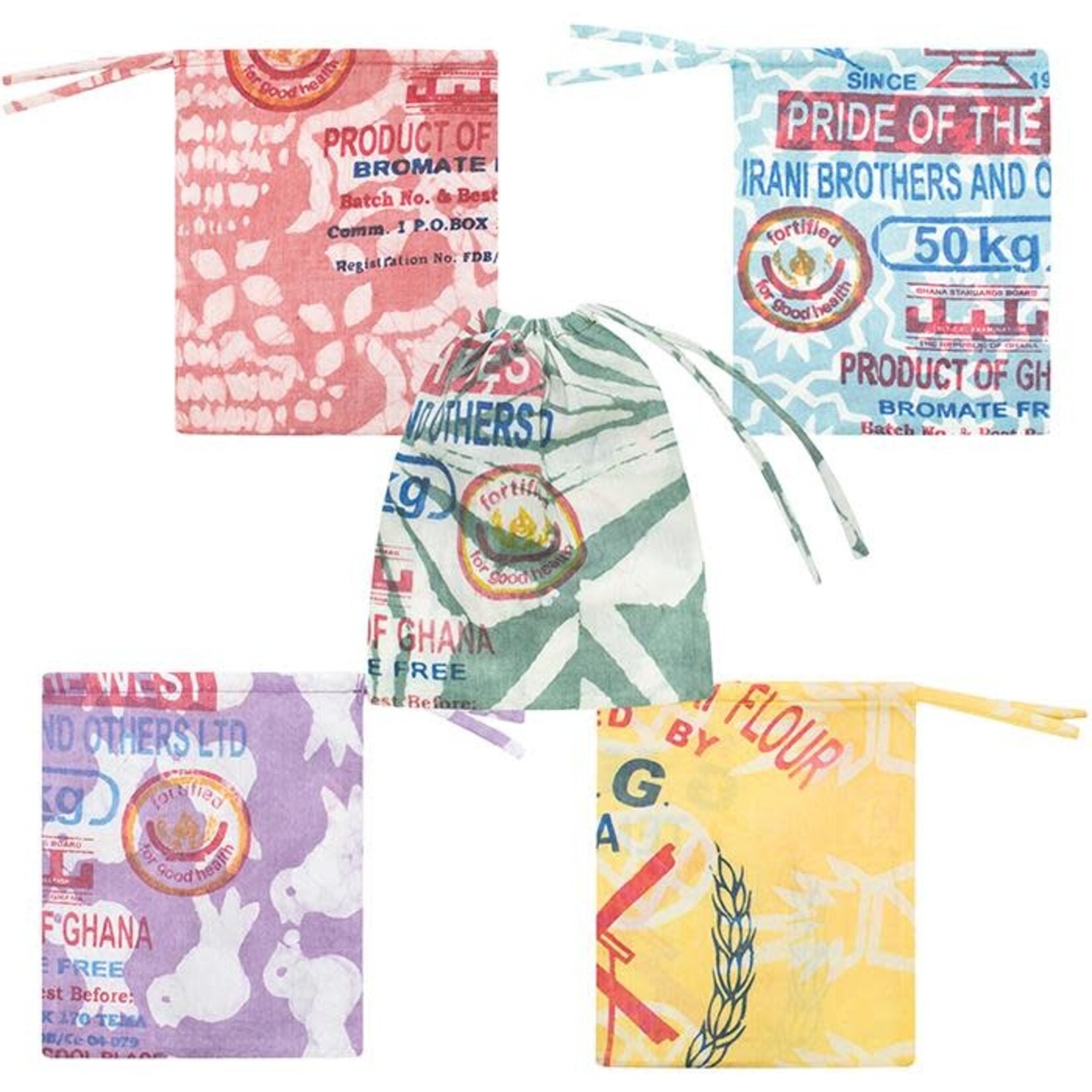 Global Mamas Eco Produce Bag-Small: Flour Sack-Assorted
