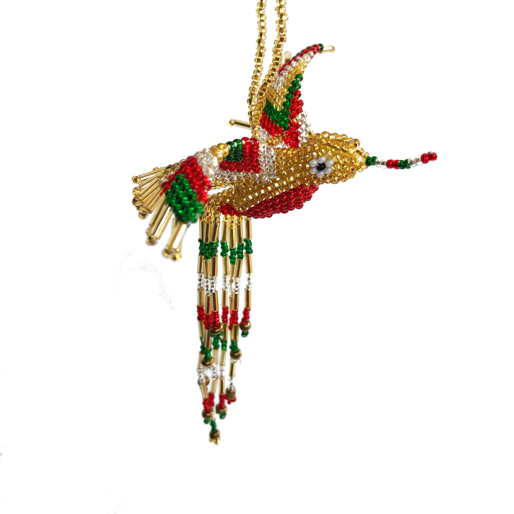 Unique Batik Beaded Ornament: Hummingbird