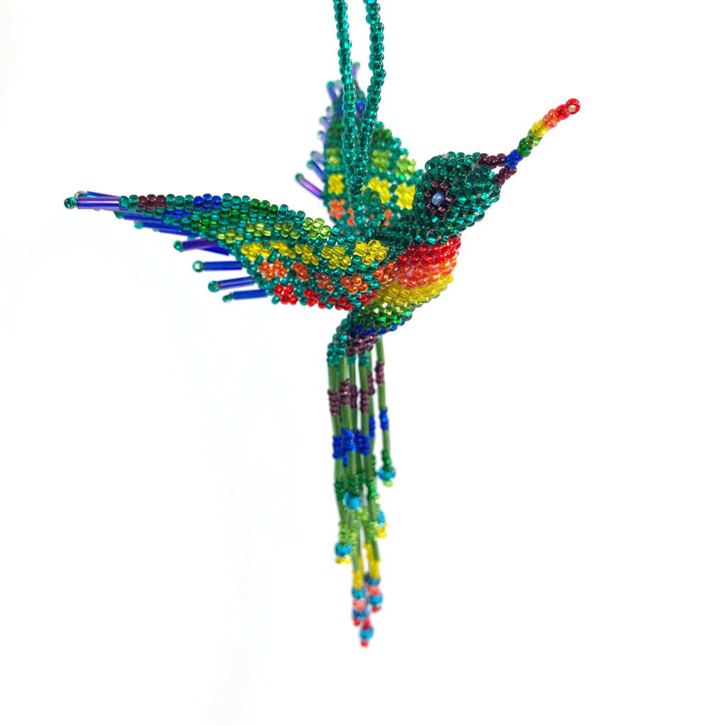 Unique Batik Beaded Ornament: Hummingbird