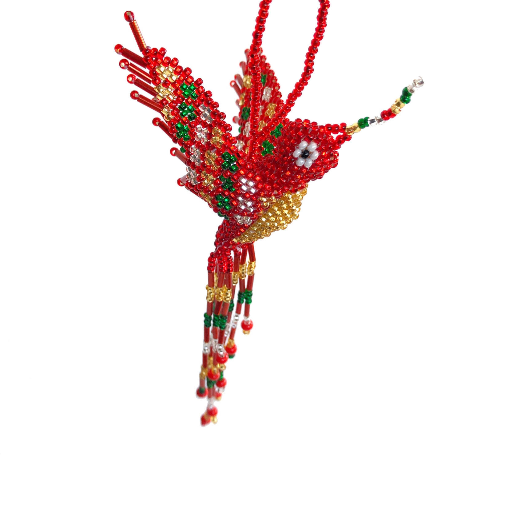 Unique Batik Beaded Ornament: Hummingbird