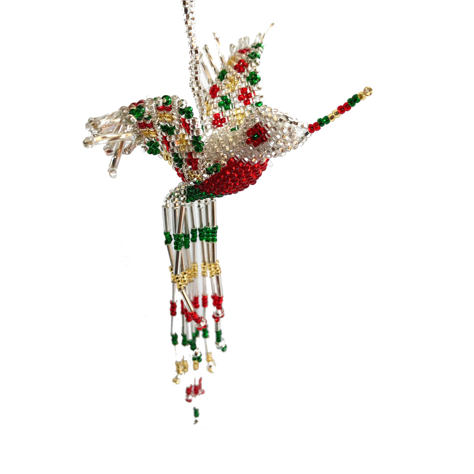 Unique Batik Beaded Ornament: Hummingbird