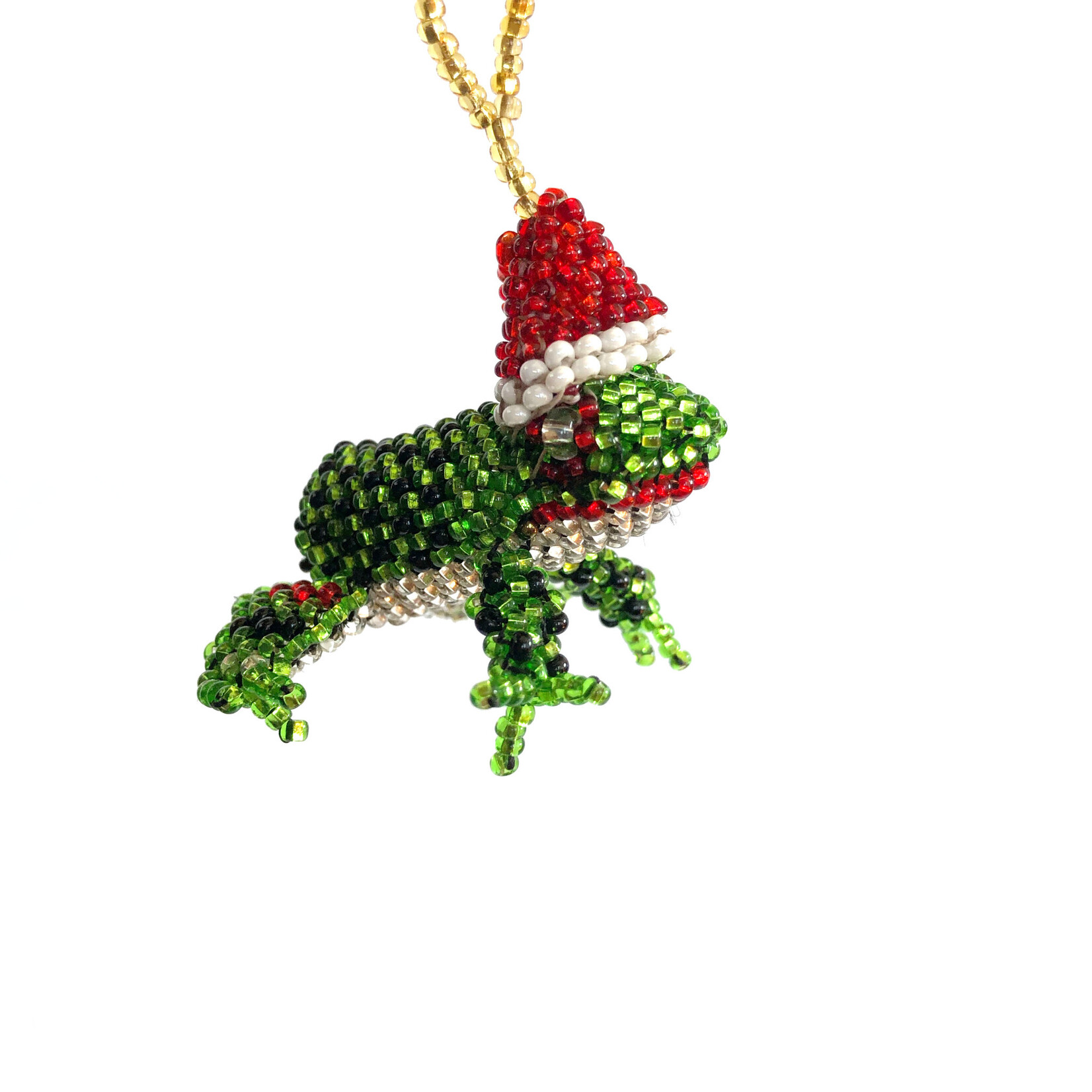 Unique Batik Beaded Ornament: Frog with Hat