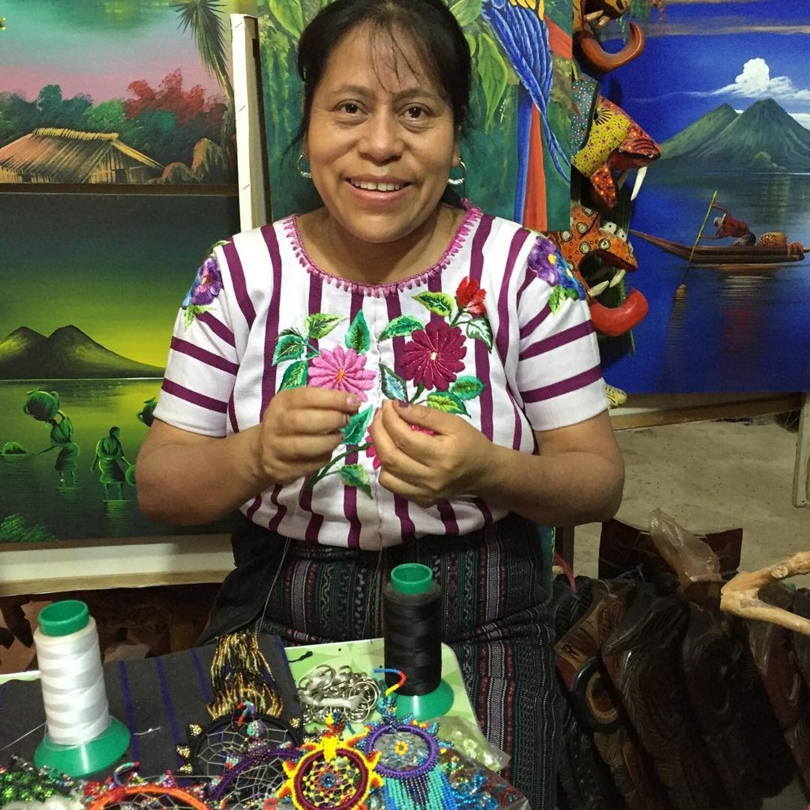 Unique Batik Beaded Ornament: Hummingbird