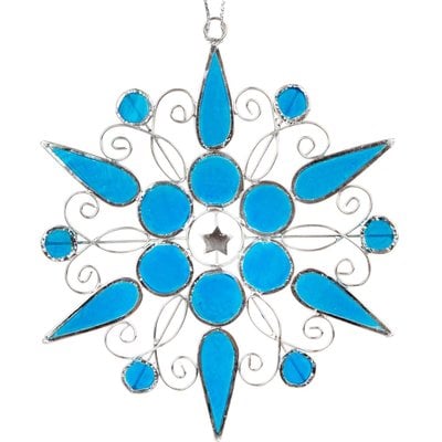 Ten Thousand Villages Blue Capiz Snowflake Ornament