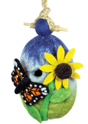 DZI Handmade Butterfly Garden Wool Felt Birdhouse