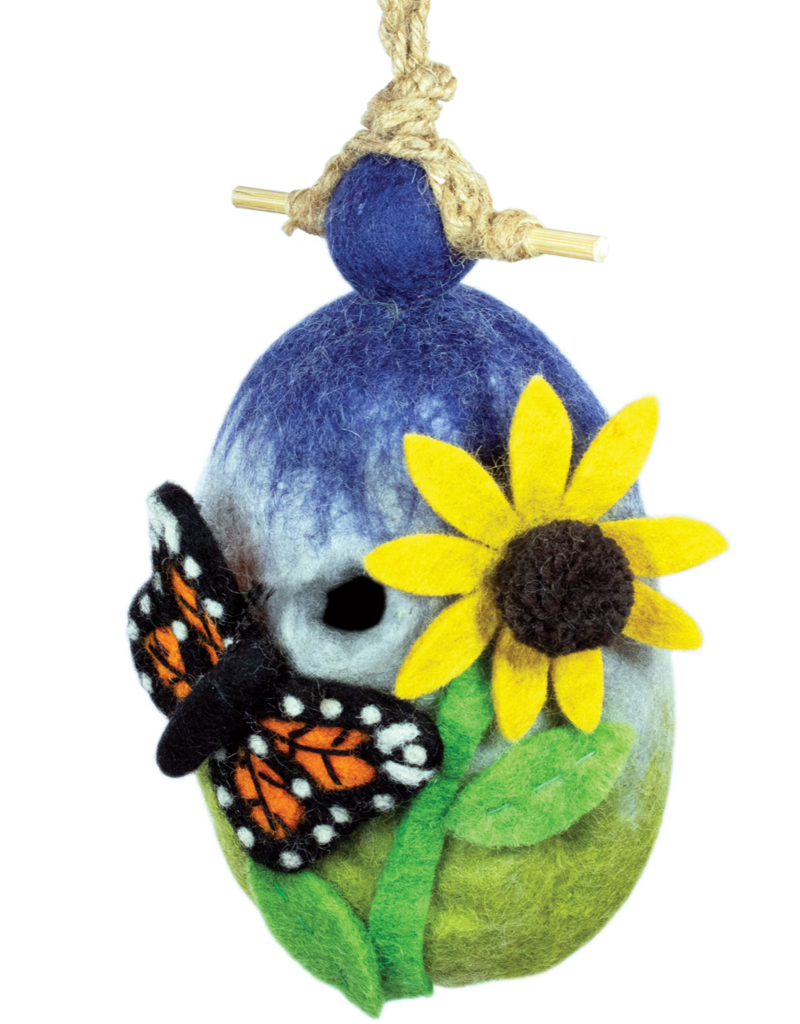 DZI Handmade Butterfly Garden Wool Felt Birdhouse