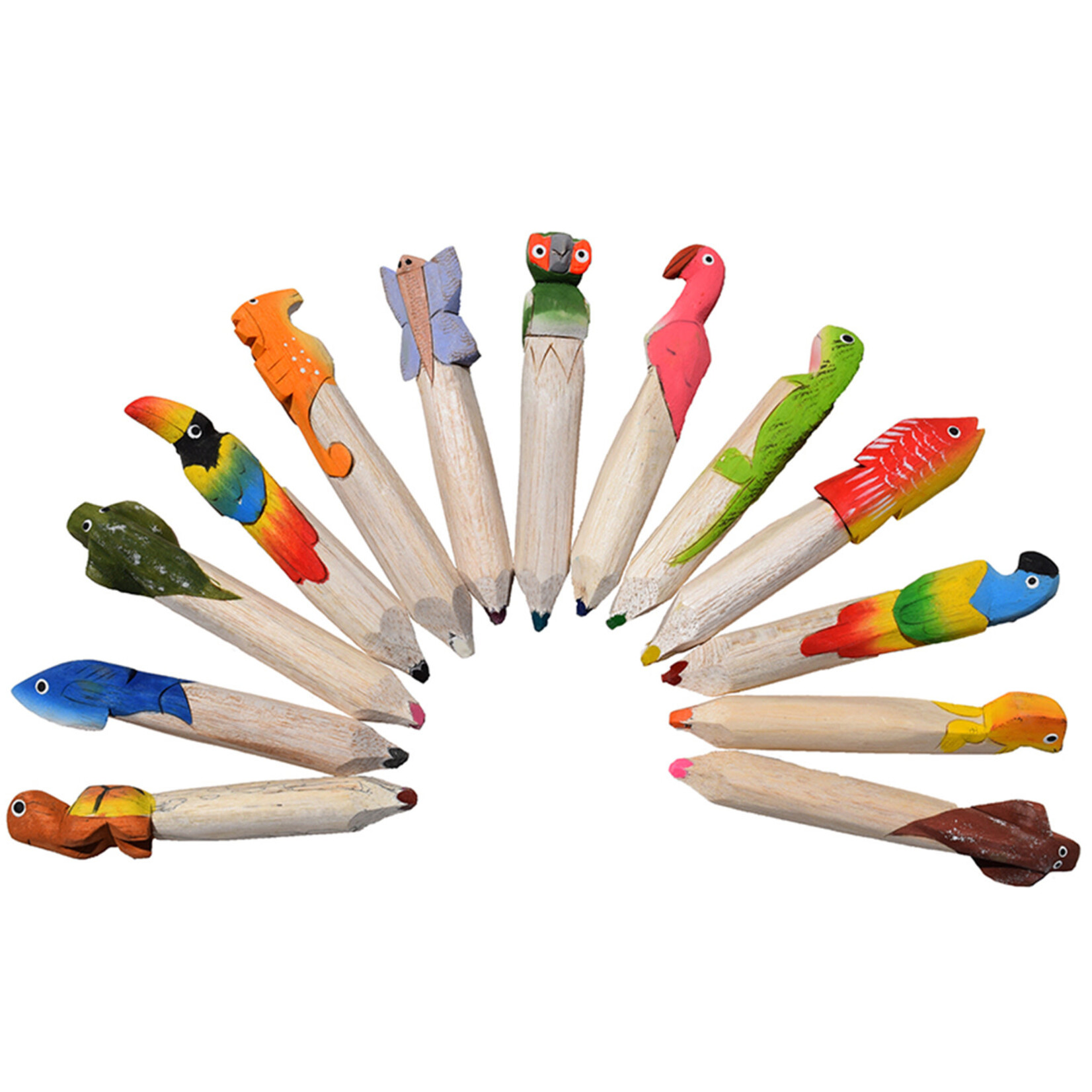 Minga Imports Carved Animal Balsa Wood Crayons