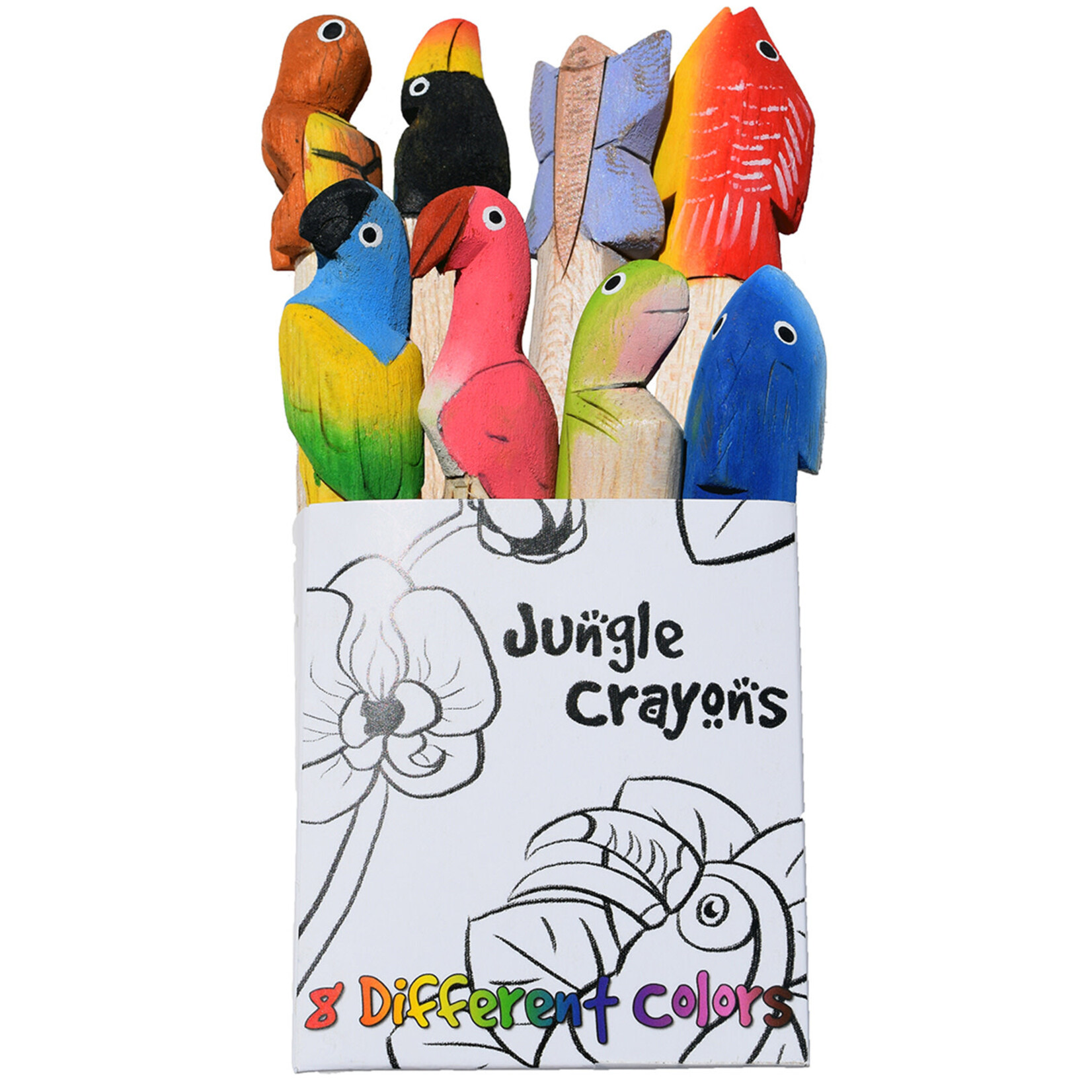 Minga Imports Carved Animal Balsa Wood Crayons
