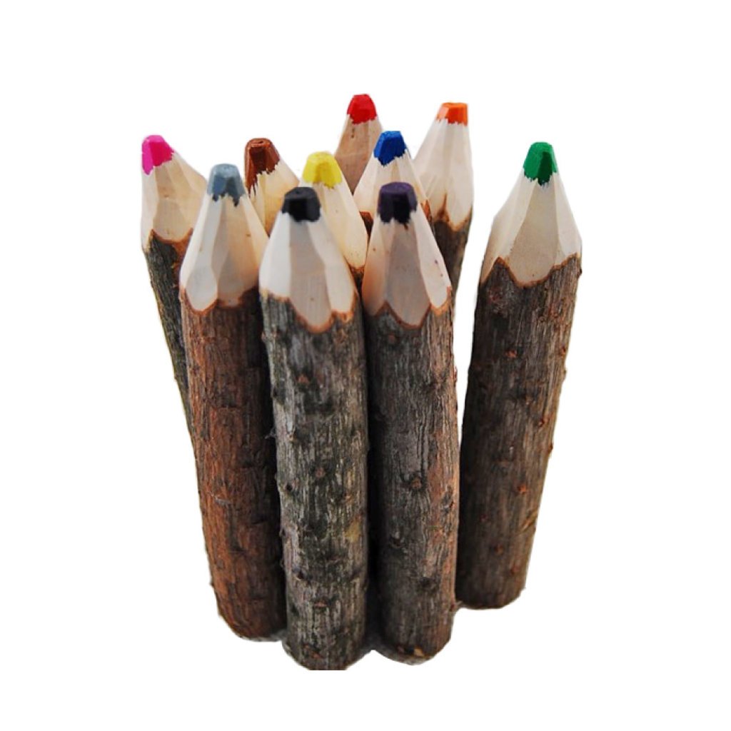 Minga Imports Carved Pine Wood Crayons - 10 Pack