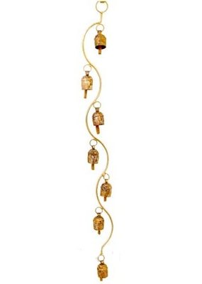 Mira Fair Trade Copper Bell Chime with Curved Stem - 7 Bells