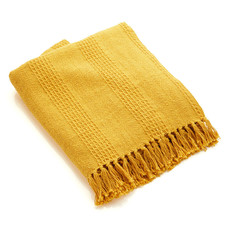Serrv Cotton Rethread Mustard Throw Blanket