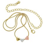 Ten Thousand Villages Dainty Hearts Tri-colored Metal Necklace