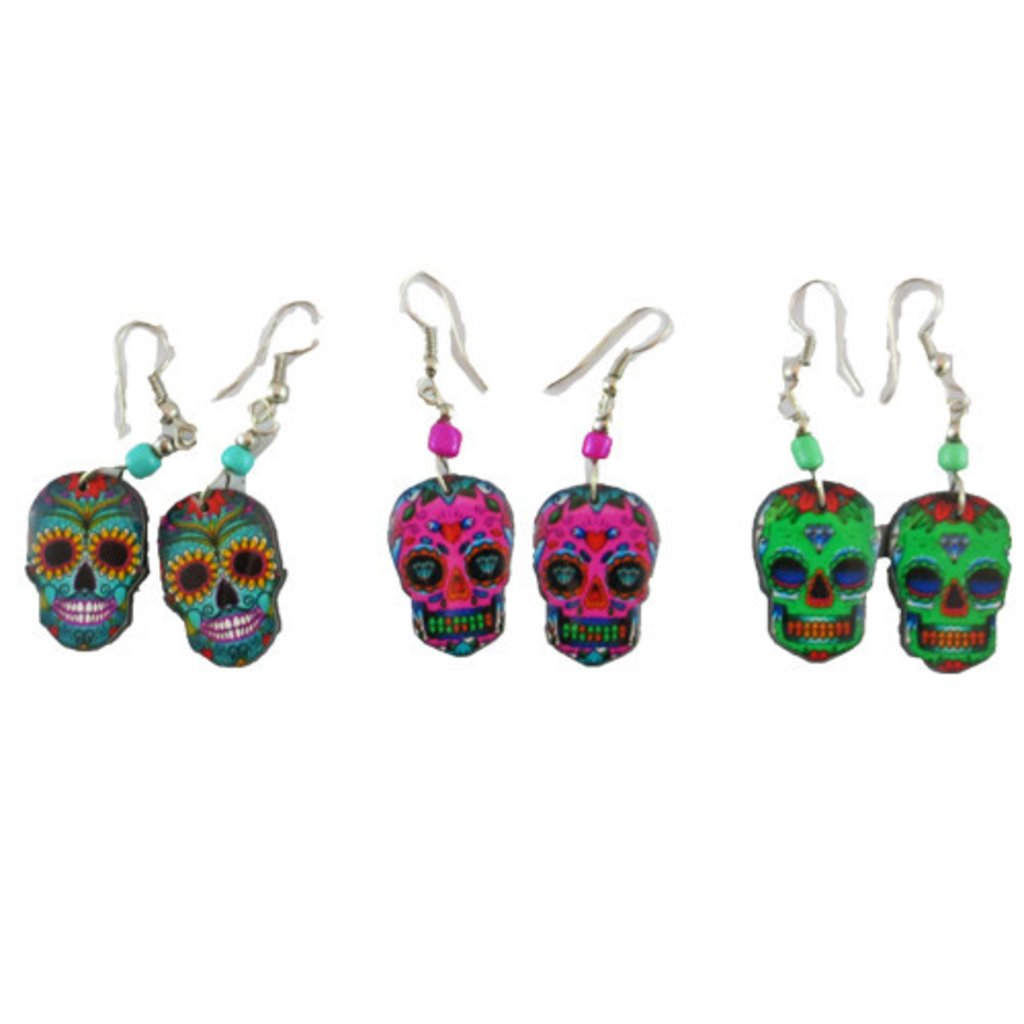 Inter-American Trading Day of the Dead Sugar Skull Earrings
