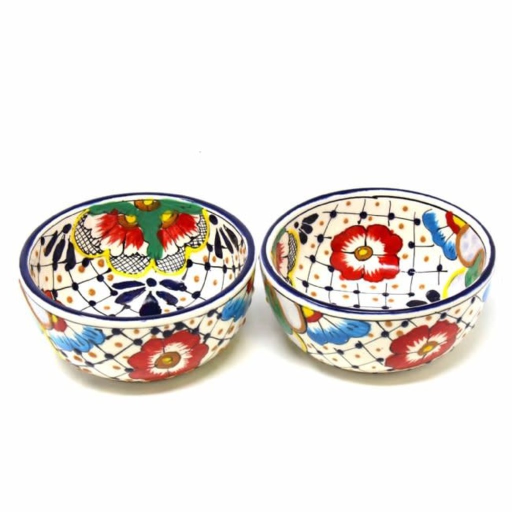 Global Crafts Dots & Flowers Bowl