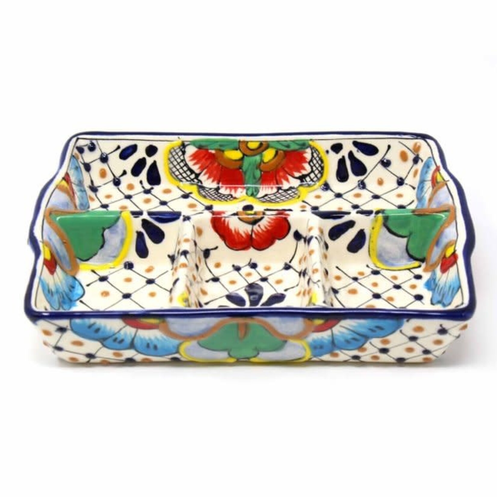 Global Crafts Encantada Handmade Pottery- Divided Dish