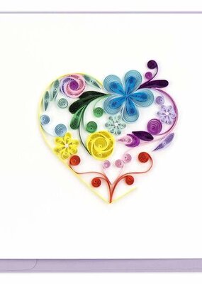 Quilling Card Floral Rainbow Heart Quilled Card