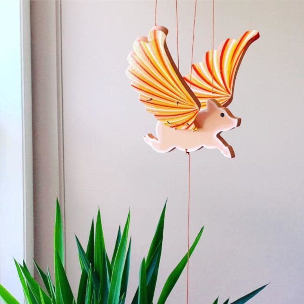 Tulia's Artisan Gallery Flying Mobile: Pig