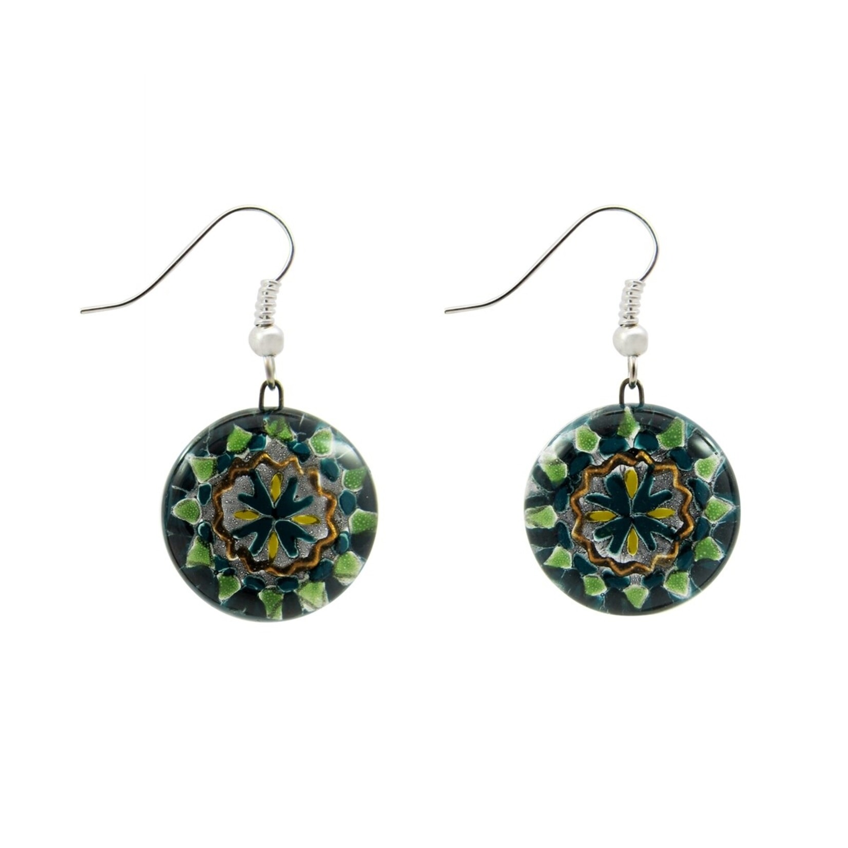 Unique Batik Fusion Mandala Glass Earrings