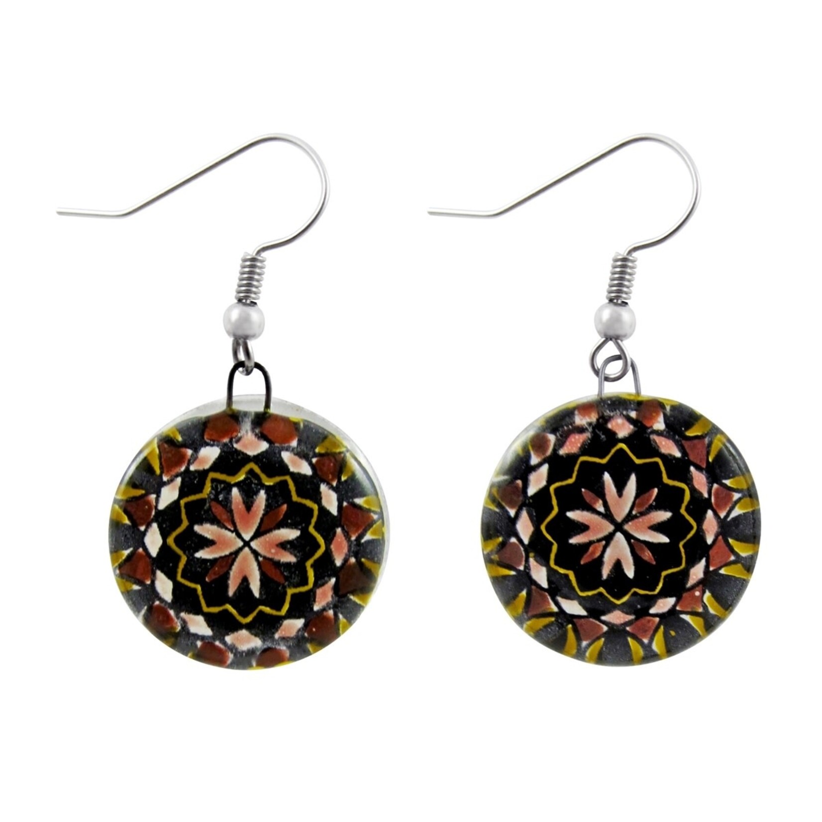 Unique Batik Fusion Mandala Glass Earrings