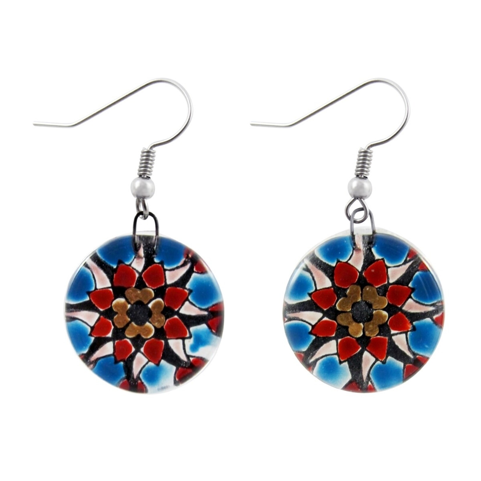 Unique Batik Fusion Mandala Glass Earrings