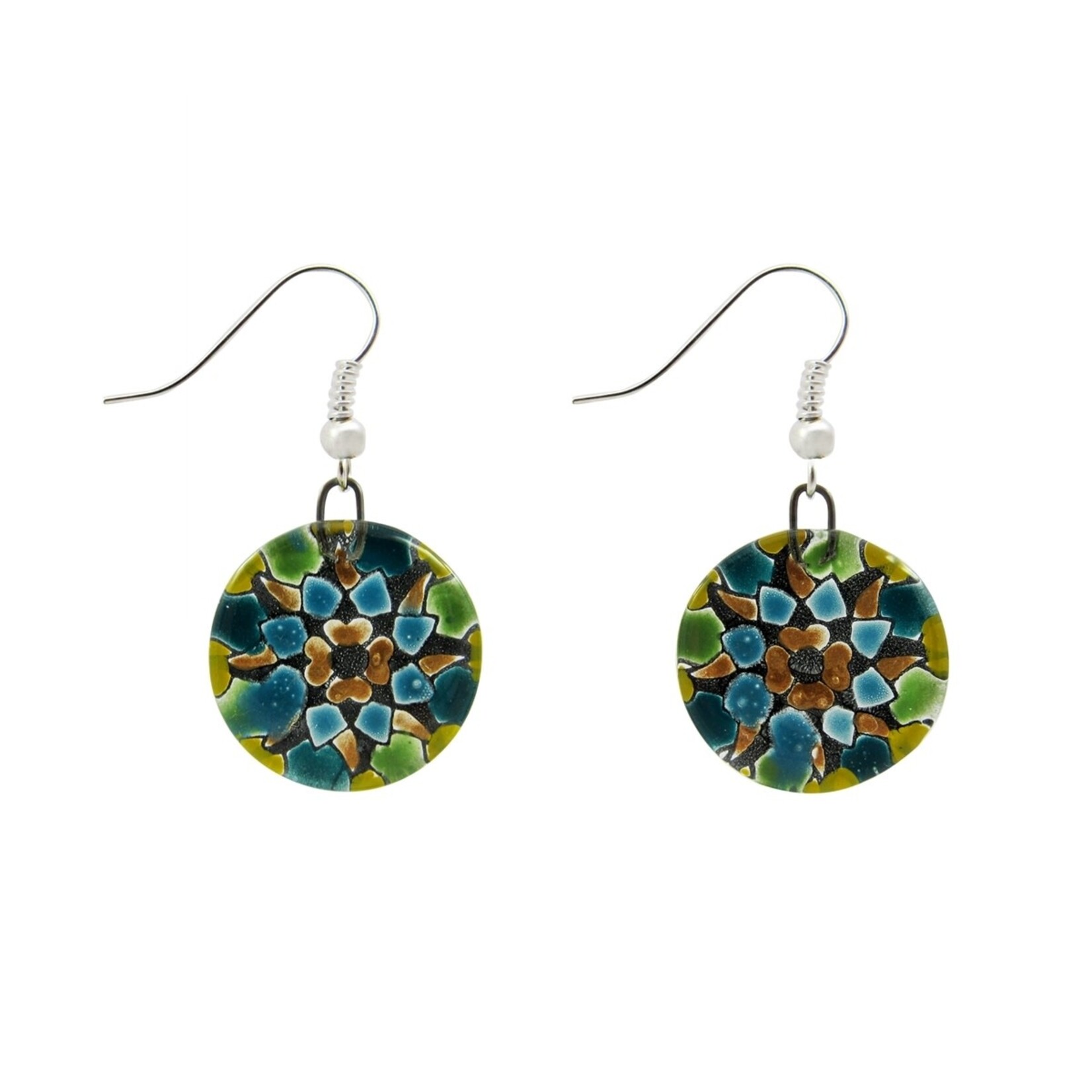 Unique Batik Fusion Mandala Glass Earrings